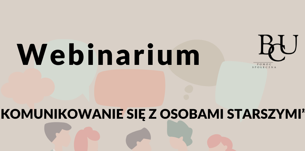 Komunikowanie się z osobami starszymi . W tle emotikony osób  